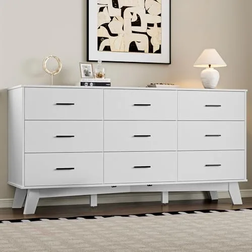Wide 9-Drawer Dresser, 59.1 in Wide, White