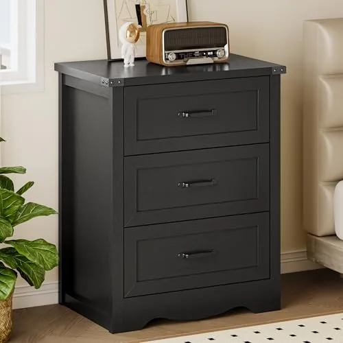 Slim 3-Drawer Dresser, 23.6 in Wide, Black