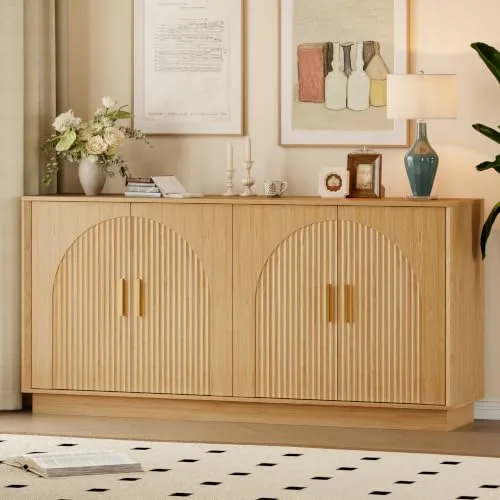 Fluted Sideboard, 65 in Wide, Natural