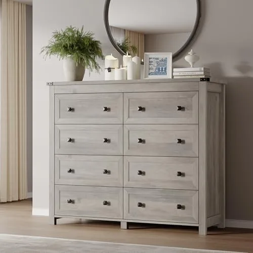 Tall 8-Drawer Dresser, 47.2 in Wide, Wood