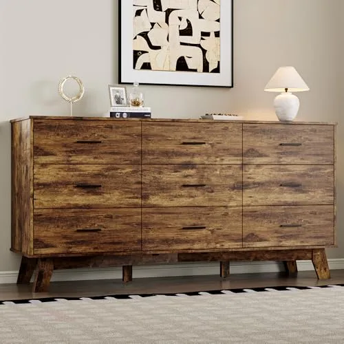 Wide 9-Drawer Dresser, 59.1 in Wide, Brown
