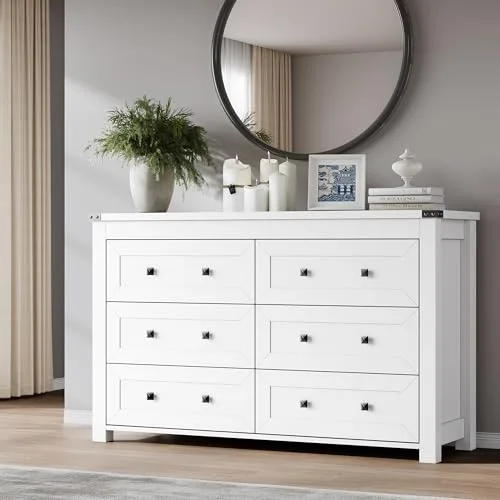 6-Drawer Dresser, 47.2 in Wide, FSC Wood, White