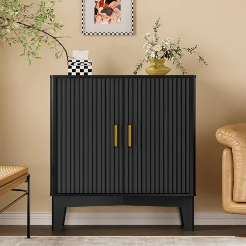 Fluted Sideboard, 29.5 in Wide, Black