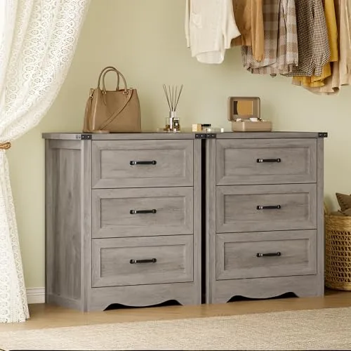 Curved 3-Drawer Nightstand Set of 2, 23.6 in Wide, Wood