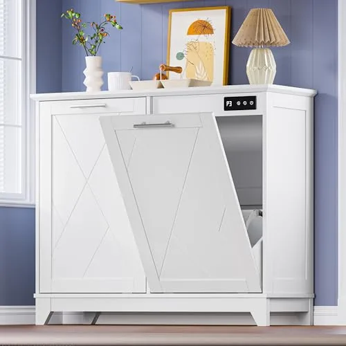 Bin Cabinet with Odor Control, White