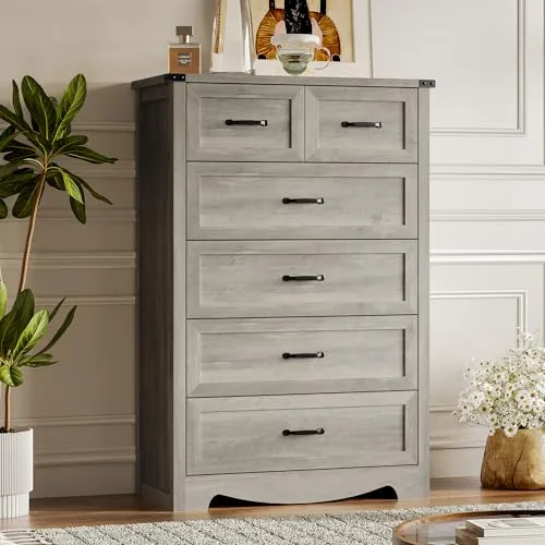 Tall 6-Drawer Dresser, 27.6 in Wide, Wood