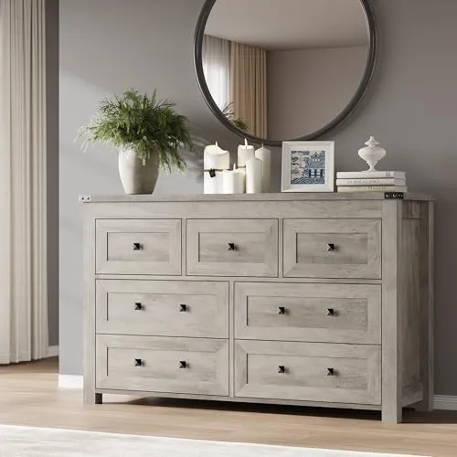 7-Drawer Dresser, 47.2 in Wide, Wood