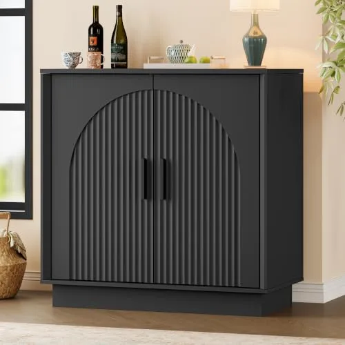Fluted Sideboard, 31.5 in Wide, Black