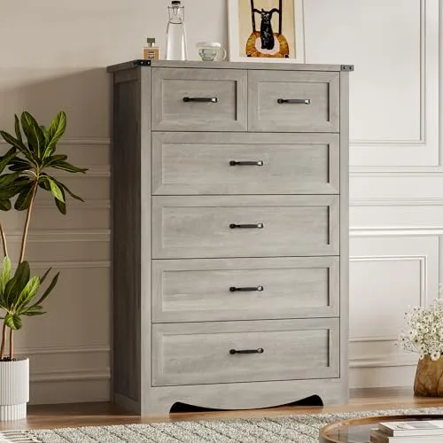 Tall 6-Drawer Dresser, 31.5 in Wide, Wood