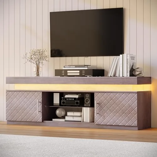 TV Stand with Charging Station, 59 in Wide, Grey