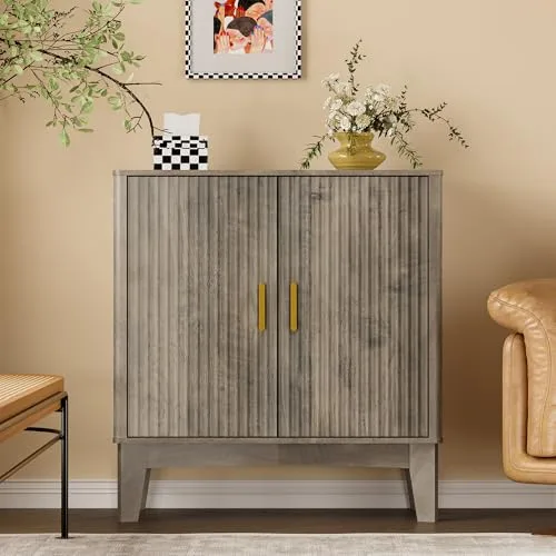Fluted Sideboard, 29.5 in Wide, Grey