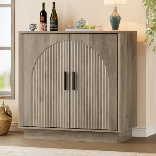 Fluted Sideboard, 31.5 in Wide, Grey