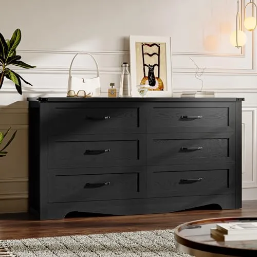 6-Drawer Dresser, 47.2 in Wide, No. 2, Black