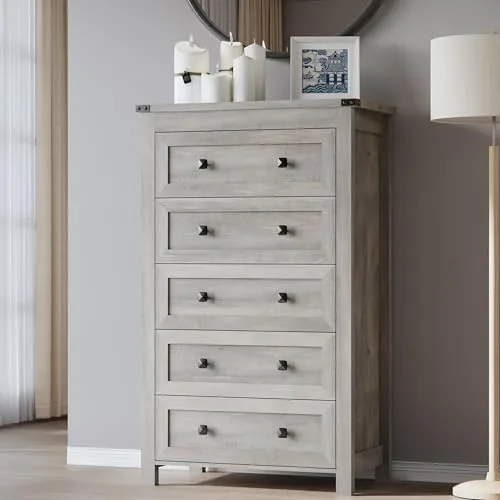 Tall 5-Drawer Dresser, 27.6 in Wide, Wood
