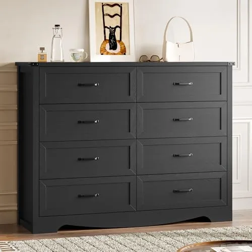 8-Drawer Dresser, 53.2 in Wide, Black