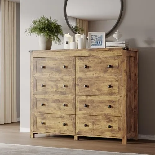 Tall 8-Drawer Dresser, 47.2 in Wide, Brown