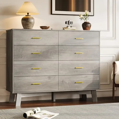 Tall 8-Drawer Dresser, 47.2 in Wide, Grey