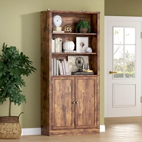 Tall Wide 5-Tier Bookshelf, 70.1 in Tall, FSC Wood, Brown